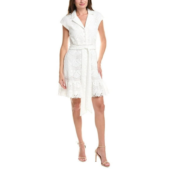Badgley Mischka womens  Lace Mini Dress, 8, White