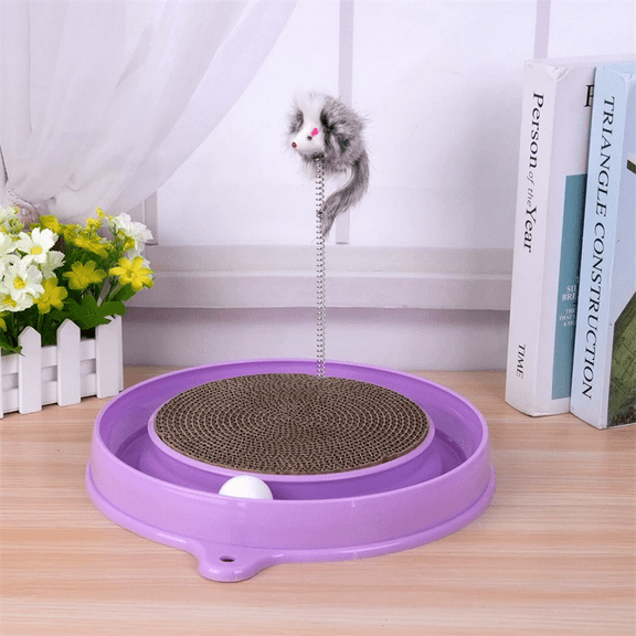 1 PCS Coastal Pet Turbo Scratcher Cat Toy - Cardboard Cat Scratcher Pad with Cat Toy Ball Track and Catnip (Purple)