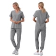 thumbnail image 4 of Minjewel Women's Round Neck Short Sleeve Scrubs for Women Set with Pockets, Lightweight & Professional Uniform for Nurses & Caregivers,Gray XL, 4 of 5