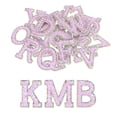 thumbnail image 1 of Termoadhesivo Parche Decorativo AZ Blanco Fondo Púrpura Imitación Diamante Brillo Alfabeto Aplique Inglés Letra para Bricolaje Ropa Reparación Sombreros Bolsos Paquete de 26, 1 of 6