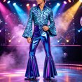 thumbnail image 2 of HOWPAY Halloween Costumes for Men Disco One Piece Jumpsuit Dance Outfit Retro Role Play Fancy Bodysuit For Masquerade Carnival Party Stage Event Halloween Costumes XL, 2 of 5