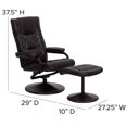 thumbnail image 2 of Contemporary Brown Leather Recliner and Ottoman with Leather Wrapped Base, 2 of 9