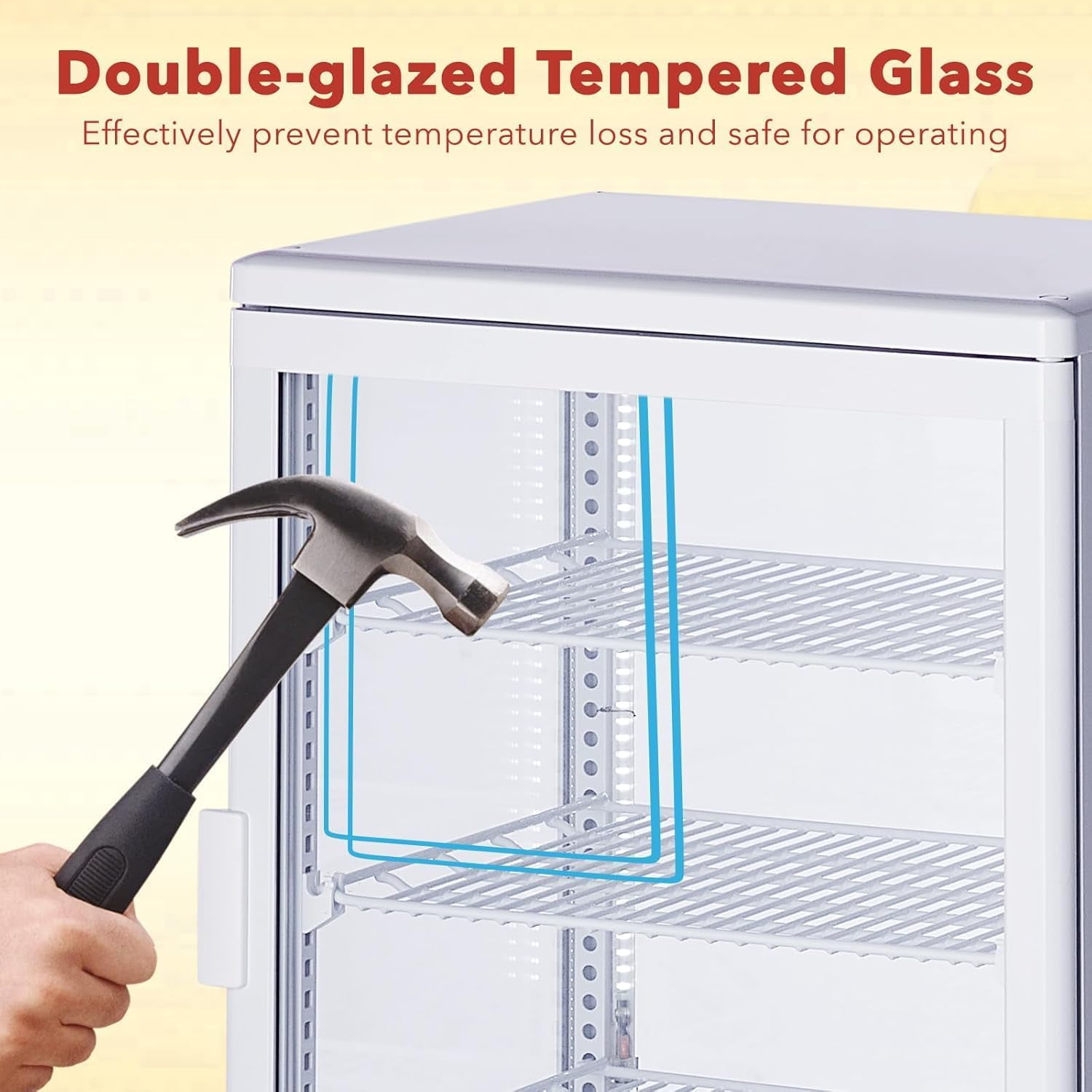 Commercial Refrigerator Display Fridge, 2.4 Cu.Ft. Refrigerated Display Case, Single Door Cake Fridge Beverage Cooler Double-Layered Glass, Interior LED Lighting, Air-Cooling, Automatic Defrost