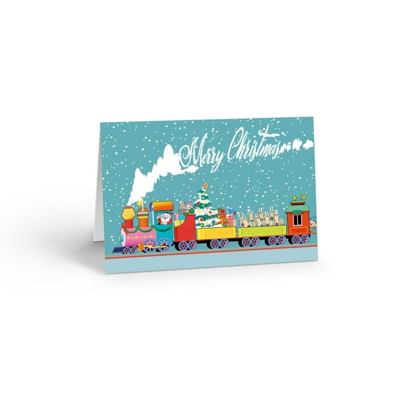 Cute Holiday Merry Christmas Train - 12 Holiday Cards and Envelopes - 18031