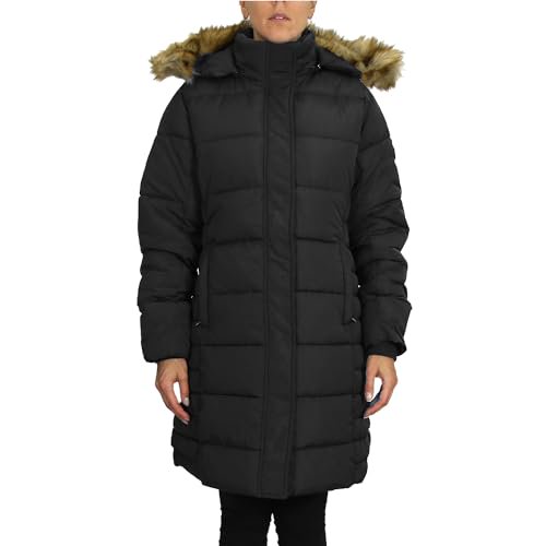GALAXY BY HARVIC SPIRE BY GALAXY LONG HEAVYWEIGHT PARKA FAUX-FUR BLACK M