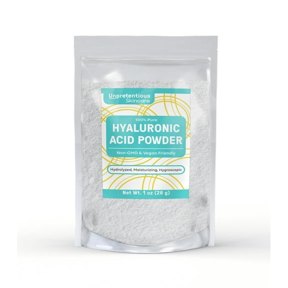 Unpretentious Hyaluronic Acid Powder 1 oz Food & Cosmetic Grade, Clear Resealable Bag