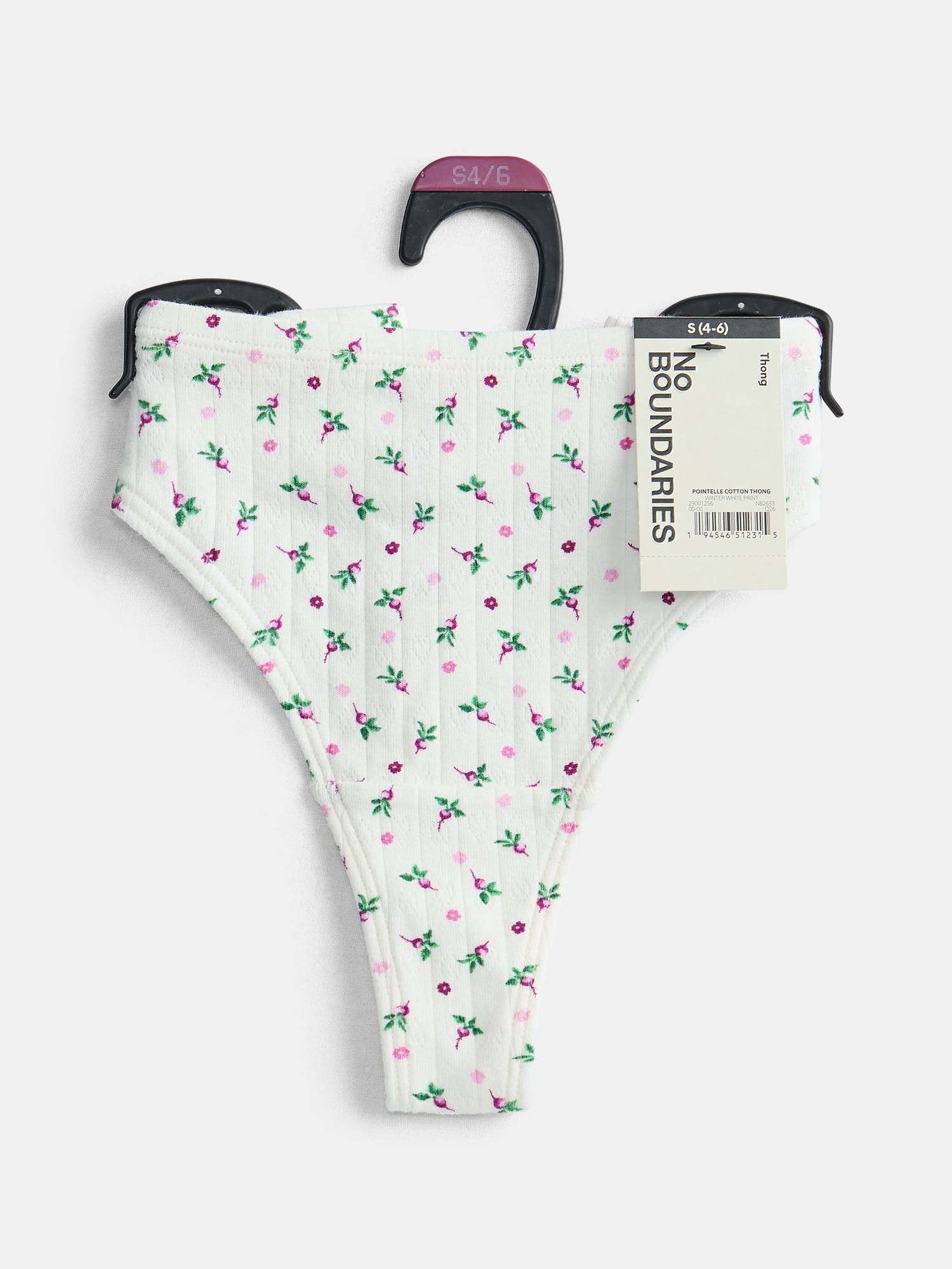 No Boundaries Pointelle Knit Thong Panties, Women's XS-XXXL