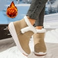 thumbnail image 3 of Mid Calf Platform Winter Snow Boots for Women Fashion Casual Thermal Fleece Lined Fuzzy Ankle Booties for Cold Weather Beige Size 8, 3 of 8