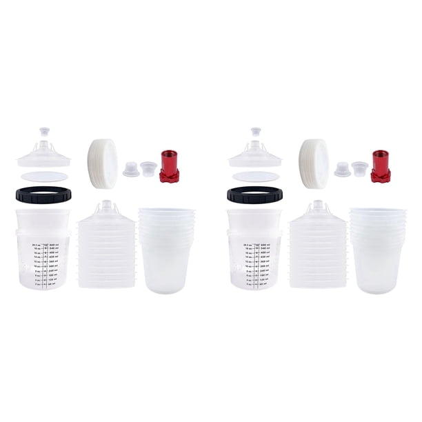 2X de Tapa y Revestimiento Vaso Mezclador Pulverizador de Pintura para Pistolas Pulverizadoras HVLP, Kit Pistola Pulverizadora de Pintura para AutomóViles de 20 Oz (600 Ml)