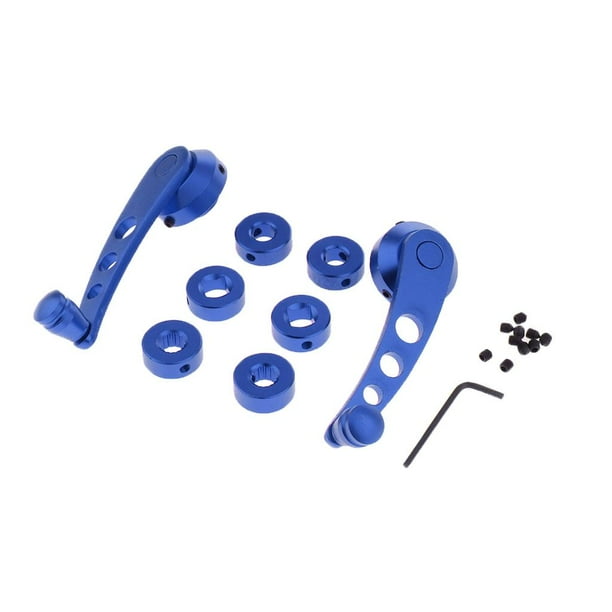2 Unids Ventanilla De Coche Winder Glass Manija De Aluminio Perillas Metal Universal Con Adaptador Azul