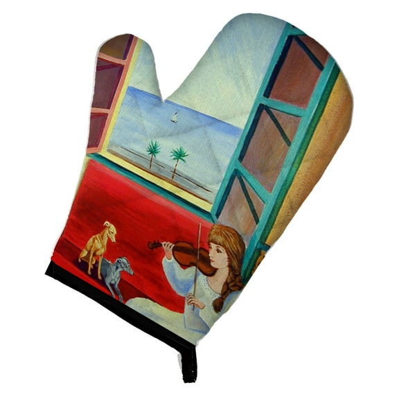 Italian Greyhounds and Violinist Oven Mitt