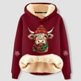 thumbnail image 2 of Christmas Heavyweight Hoodies for Women 2025 Long Sleeve Highland Cow Western Hooded Sweatshirt Pullover Tops, 2 of 3