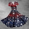 thumbnail image 2 of Women's 4th of July Patriotic Dress, Women Sexy Short Sleeve Maxi Dress, Independence Day American Flag Printed Elegant Design, Bohemian Silhouette for Summer Activities,Blue L, 2 of 5