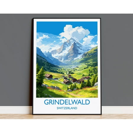 Grindelwald Travel Print, Travel Poster of Grindelwald, Grindelwald Gift, Switzerland Art Gift, Wall Art Print, 8x12 UNFRAMED