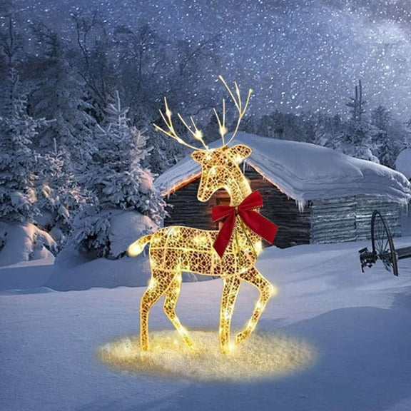 Diceymbol 2024 New Christmas Outdoor Decoration Luminous Deer Three Piece Set Gardening Decoration Ornaments Outdoor Christmas Decoration