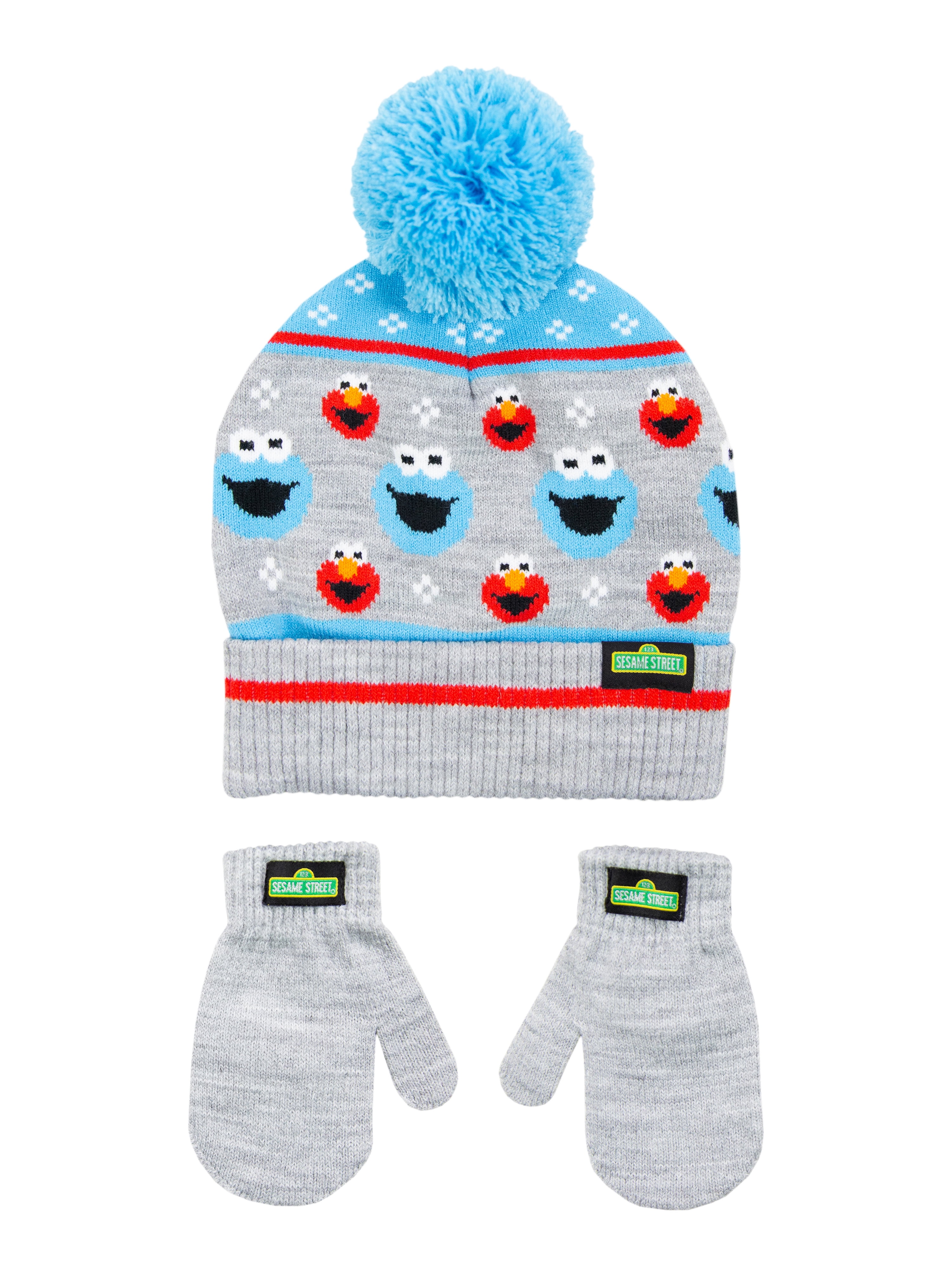 Sesame Street Boys 2-Piece Beanie Style Hat & Mittens Set