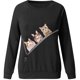 thumbnail image 3 of Mujeres Casual Tops Moda O-cuello Gato Impreso Sudadera Blusa Gegular Pollover Pompotops gfhjh3487, 3 of 4