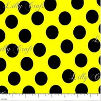 Lillycraft 1" Black Polka Dots on Yellow Poly Cotton Fabric - Sold By The Yard - 58" / 59"