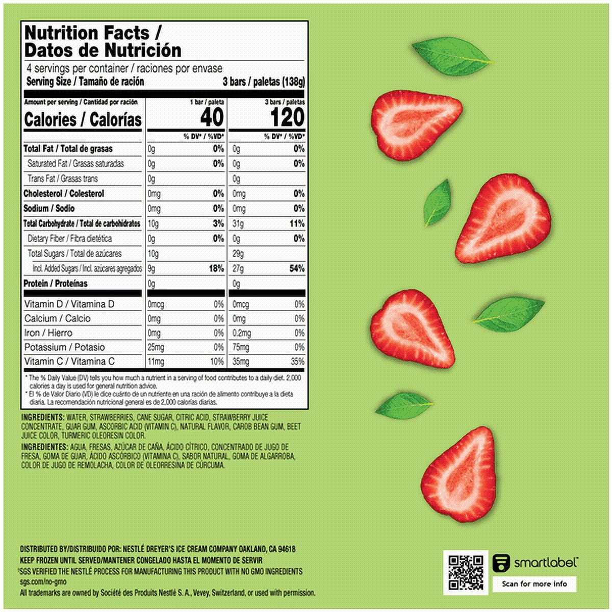 Outshine Strawberry Frozen Fruit Bars Value Pack, Non-GMO, Gluten Free, 12 Ct