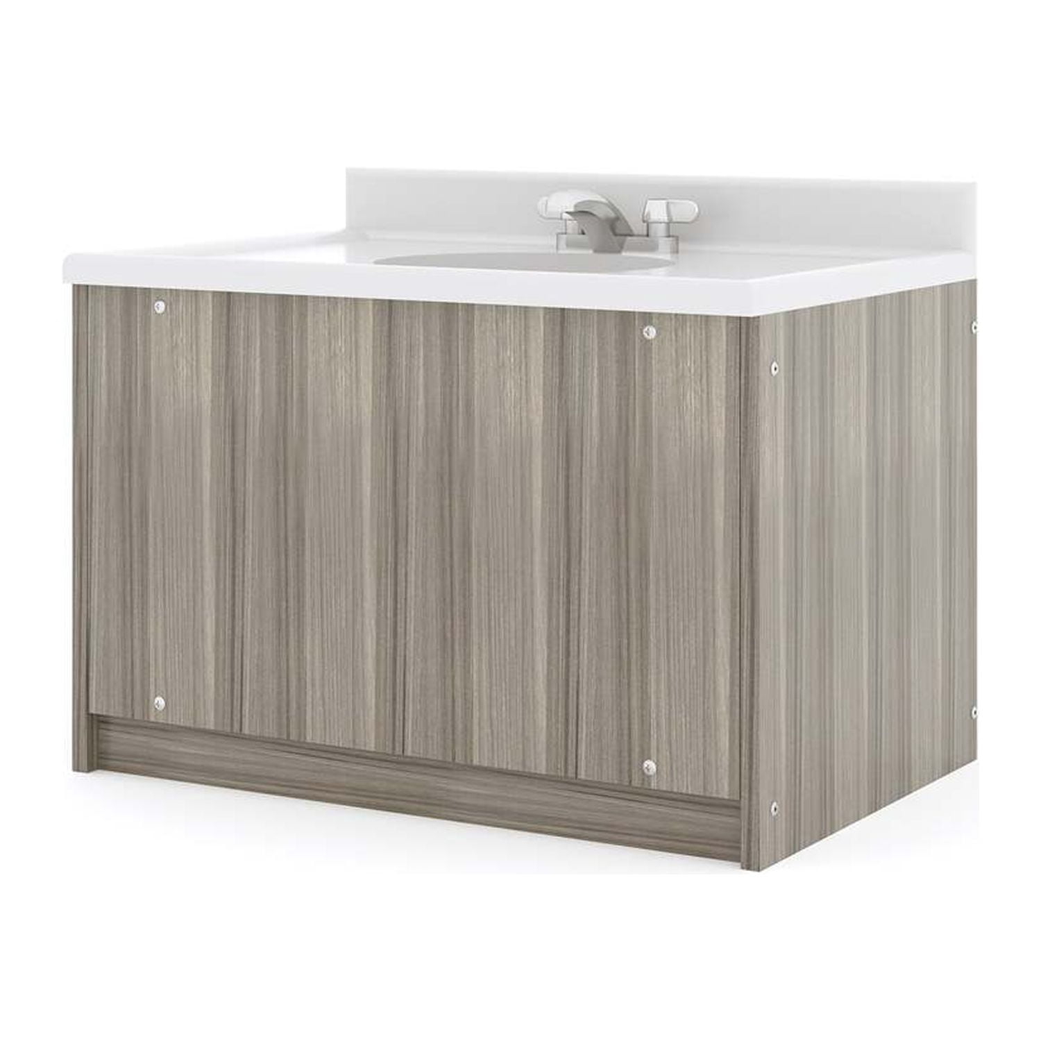 Tot Mate Floor Vanity for Kids Bathroom Sink, Chrome Faucet, Child Height 24", Single Bowl (Gray)