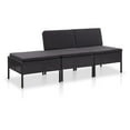 thumbnail image 1 of vidaXL 3 Piece Garden Lounge Set with Cushions Poly Rattan Black, 1 of 5