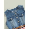 thumbnail image 5 of Bagilaanoe Little Girl Summer Dress Sleeveless A-line Princess Dresses 2T 3T 4T 5T 6T 7T Kid Denim Patchwork Tulle Skirt with Belt, 5 of 8