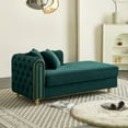 thumbnail image 3 of Velvet Chaise Lounge with Tufted Back & Pillows, Modern Green Chaise Sofa for Living Room Bedroom Apartment Furniture, 3 of 9