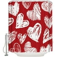 thumbnail image 2 of Waterproof Shower Curtain, Red Love Heart Valentines Day Polyester Fabric Bathroom Curtains with 12 Hooks, 36" W x 72" H, Love Heart White Quick-Drying Bathtub Curtain, 2 of 6