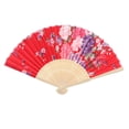 thumbnail image 2 of STARTIST 8.27 Inch () Floral Foldable Hand Fan Vintage Handheld Silk Foldable Fan Red, 2 of 9