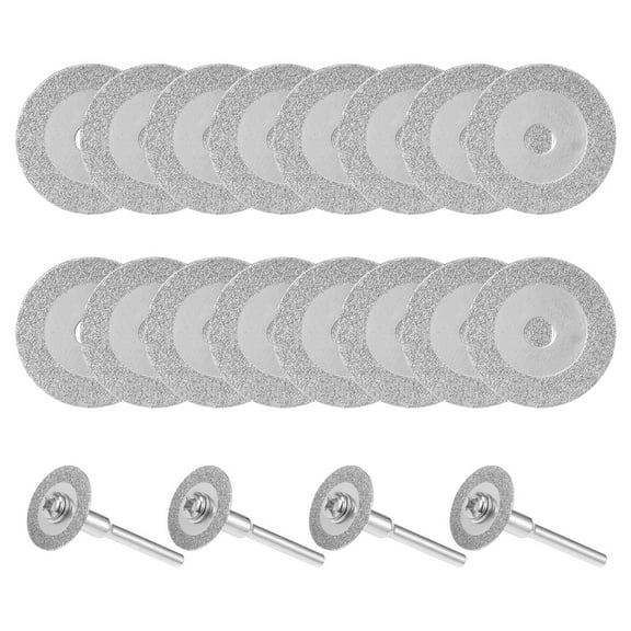 Uxcell 20 Pcs 16mm Diamond Cutting Wheels Cut Off Wheel with 4 Pcs Mandrels for Rotary Tools