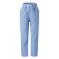 thumbnail image 2 of AILIYIL Women Ladies Loose Casual Drawstring Elastic Cotton And Linen Pants (Blue,XL), 2 of 8
