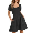 thumbnail image 4 of Siilsaa Midi Dresses for Women Casual Women Summer Dresses Sleeveless Casual Loose Swing Midi Dress Black,2XL, 4 of 5
