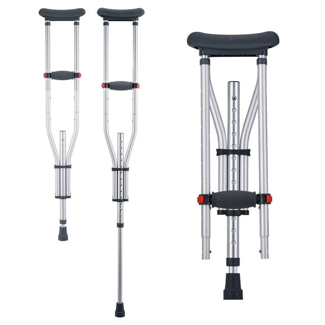 Muletas axilares VEVOR, con 13 niveles de altura ajustable, ligeras de aluminio para adultos y adolescentes, con almohadilla suave para lesiones en las piernas, cirugías y personas con discapacidad, 1