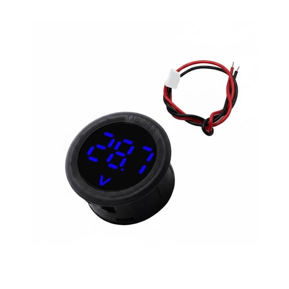 PatungKu 5-100V Car Voltage Gauge Voltage Meter Volt Detector Tester LED Digital Display 12V 24V Waterproof Voltmeter Round Panel