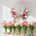 thumbnail image 5 of Spring Tulip Wreath for Front Door, Tulip Floral Wreath for Outdoor Wedding Decor, Boho Easter Holiday Wall Party Supplies ,16 Inches, Pink, 5 of 5