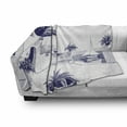 thumbnail image 3 of Vintage Boat Soft Flannel Fleece Blanket, Beach House by the Sea Sunny Summer Mediterranean Climate Artwork Print, Cozy Plush for Indoor and Outdoor Use, 50" x 70", Indigo and White, by Ambesonne, 3 of 6