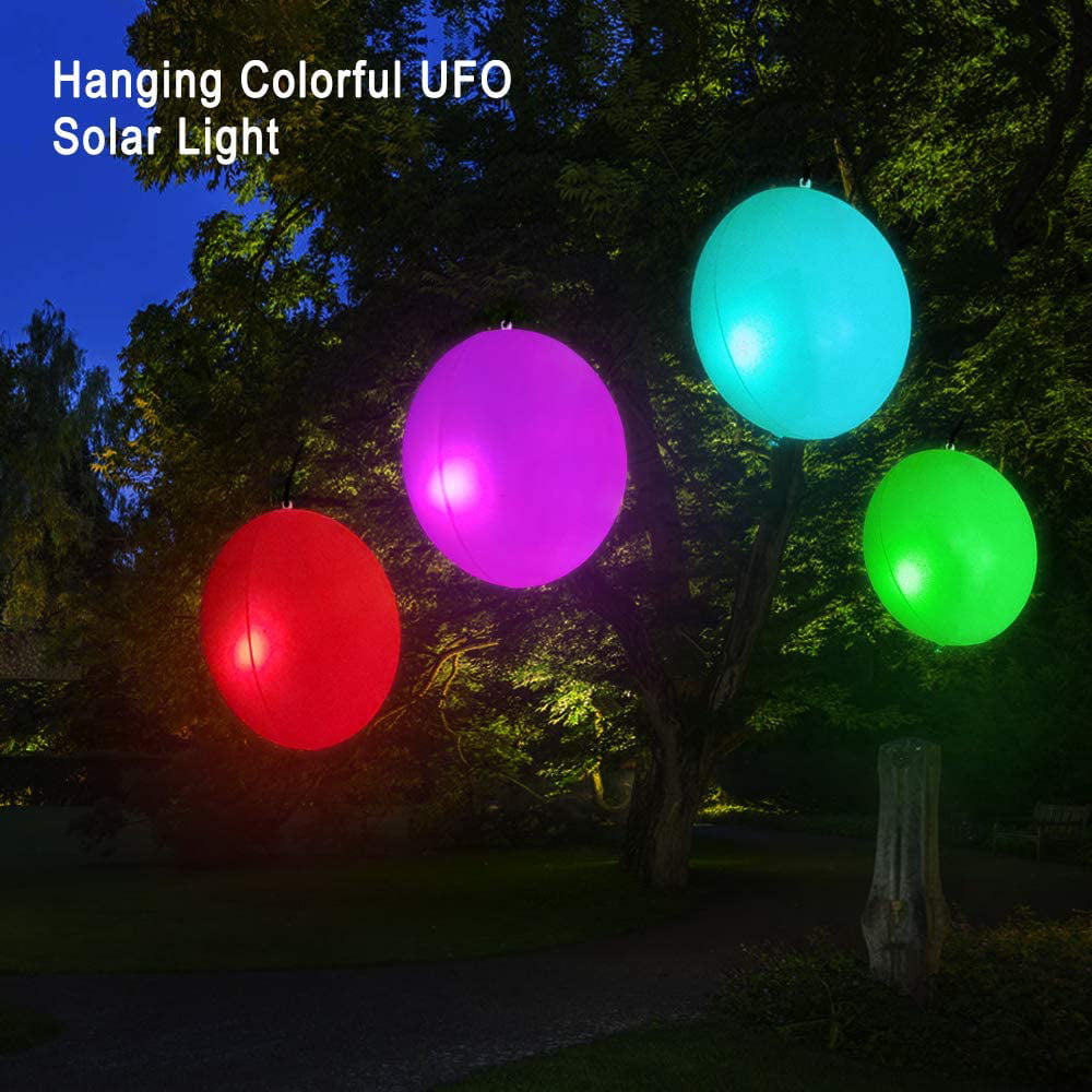 Cootway UFO Floating Pool Lights 2PCS Indoor&Outdoor Mood Light Auto Color Changing LED Lights 15 Solar Powered LED Lamp Inflatable IP68 Waterproof Lights for Garden Lawn Pond Beach etc 