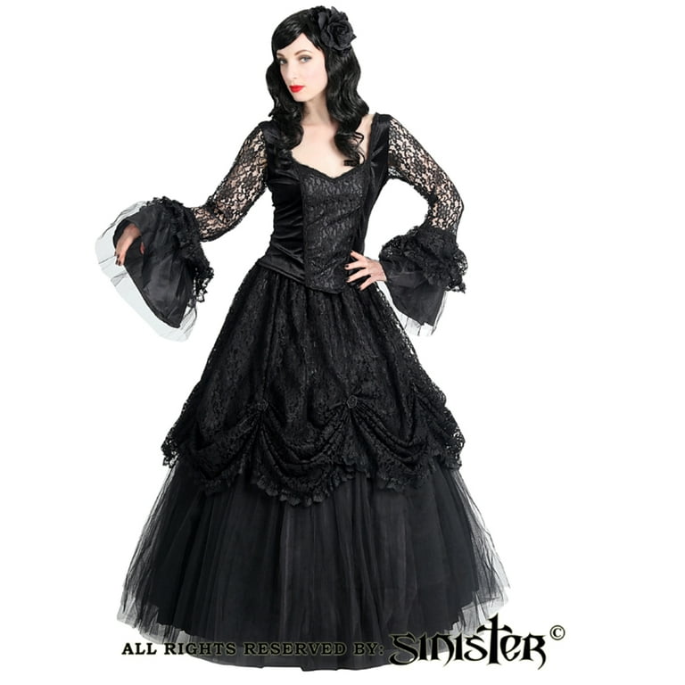 tiger Flad bilag Sinister Gothic Plus Size Black Satin Tulle & Lace Long Renaissance Skirt M- 4X - Walmart.com