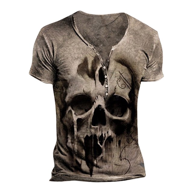 Camiseta de manga corta con estampado gráfico y bordado para hombre, de moda, para primavera y verano, de manga corta, estampada