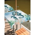 thumbnail image 3 of Square Outdoor Tablecloth With Umbrella Hole And Zipper– Sea Hippocampus Compass Waterproof Patio Table Cover for Party, Picnic, Backyard, 54"x54" , Bule Sea Starfish Shell, 3 of 8