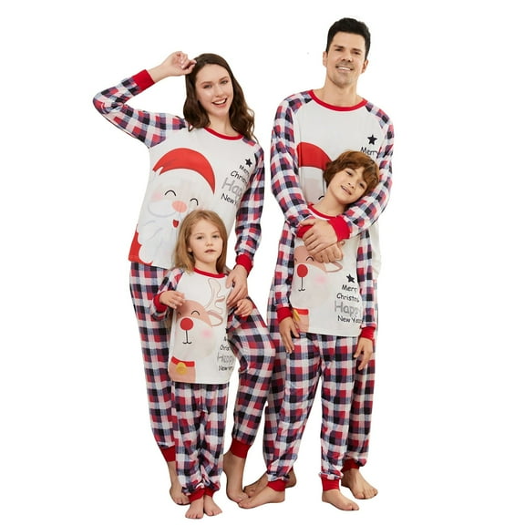 Onlypjs Santa & Reindeer Plaid Family Matching Christmas Pajamas – Holiday Sleepwear Sets for Women, Men