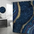 thumbnail image 2 of Abstract Navy Blue Marble Shower Curtain Modern Luxury Art Agate Stone Watercolor Gold Line Bathroom Curtain Waterproof Fabric Bathtub Sets Home Decor Bath Curtain 72"x72", 2 of 6