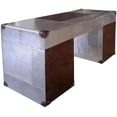 thumbnail image 4 of Nauticalmart Aviator Aluminum Desk with Leather Drawer Computer/Study Table Industrial Style Storage Furniture for Living Room & Office, 4 of 4
