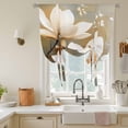 thumbnail image 3 of White Floral Tie Up Curtain 45 Inches Long, Magnolia Flowers Balloon Style Kitchen Window Curtain Over Sink, Small Window Rod Pocket Curtain 34"x45", 3 of 9