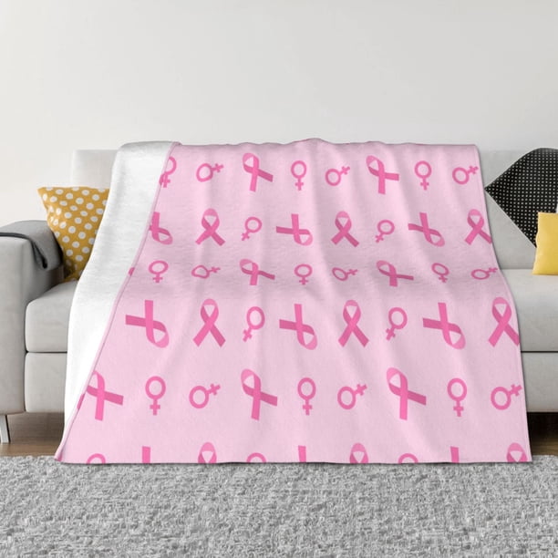 Balery Breast Cancer Awareness 1 Manta de Franela con Dibujo, Lujo Ultra Suave y Cálido, Antipelusa y Resistente a las Arrugas para Cama, Sofá, Camping -60"x50"