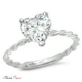thumbnail image 3 of 2 ct Heart Cut Genuine Cultured Diamond VS1-VS2 J-K 14K White Gold Solitaire Promise Wedding Statement Engagement Designer Ring size 9.5, 3 of 7