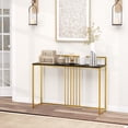 thumbnail image 2 of Costway 47" Long Entryway Table with Baffle Home Golden Metal Frame Foyer Table Faux Marble Black, 2 of 10