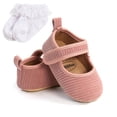 thumbnail image 1 of Baby Girl Shoes Crib Shoes Cotton Anti-slip Sole Newborn Toddler First Walkers Shoes + a Pair Sock 0-18M, 1 of 5