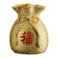 thumbnail image 5 of Riguas Lucky Bag Ornament Chinese Style Fu Character Red Berries Bouquet Flat Bottom Bring Luck Fortune Resin Crafts Copper Cash Money Drawstring Bag Decoration for Living Room, 5 of 8