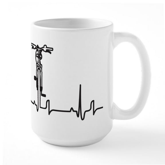 CafePress - Bike Heartbeat Large Mug - 15 oz Ceramic Large White Novelty Mug
